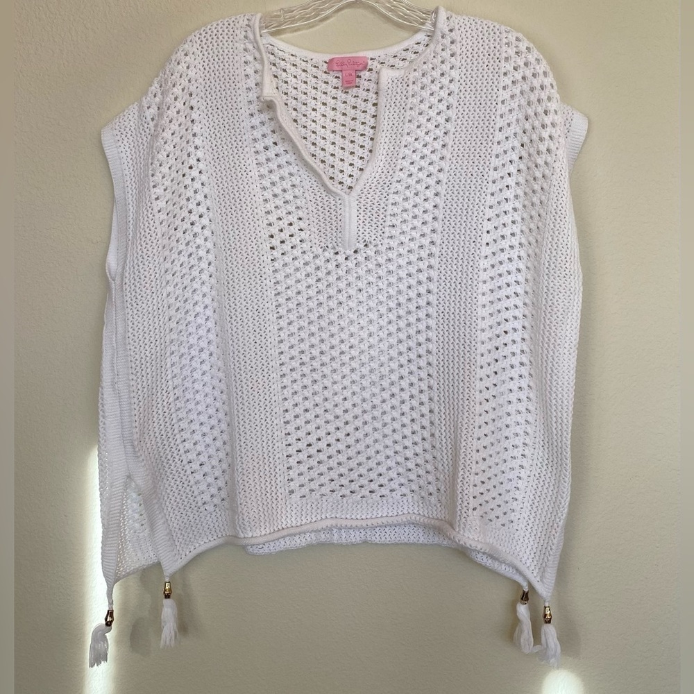 LILLY PULITZER white sleeveless open sweater